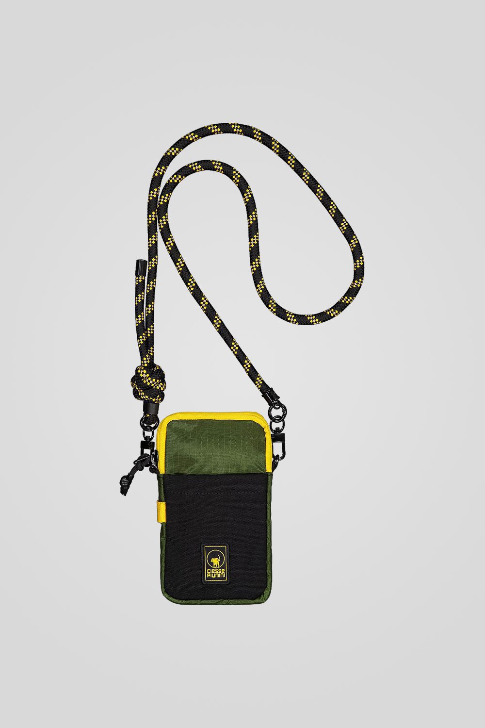 Borsellino verde e nero in ripstop con tracolla regolabile