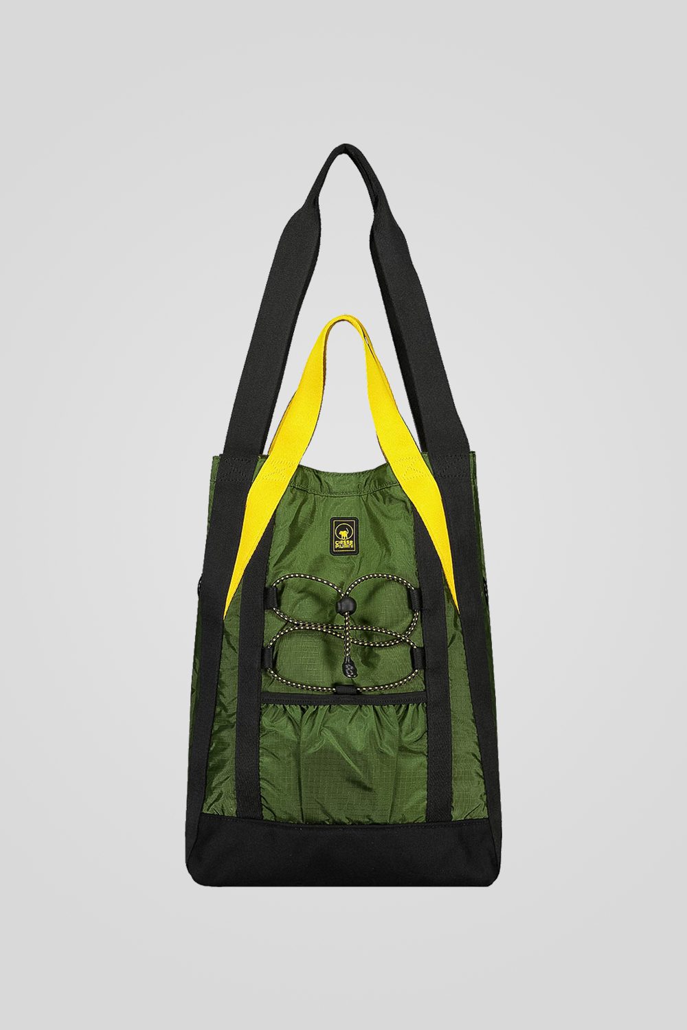 Tote bag verde con doppie maniglie e tasca espandibile