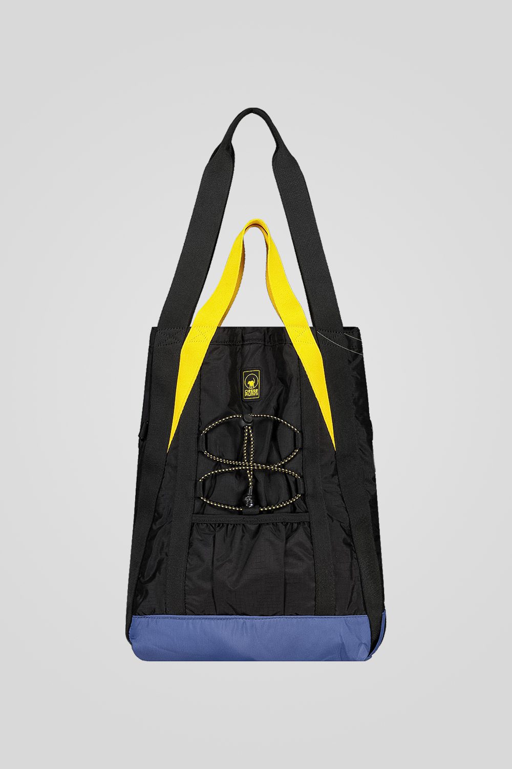 Tote bag nera con doppie maniglie e tasca espandibile