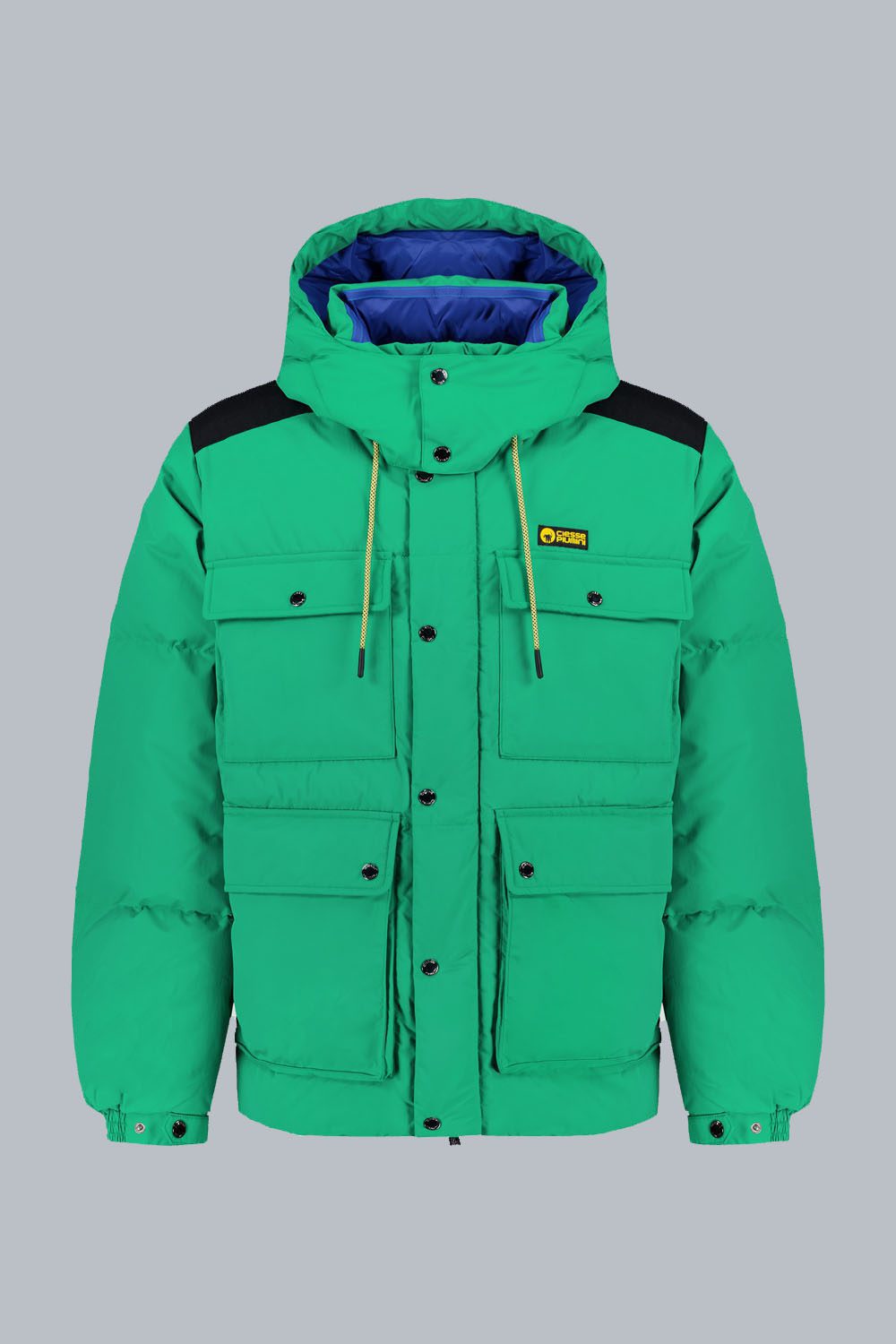 ALASKA – PIUMINO UNISEX VERDE MENTA 4 TASCHE CON CAPPUCCIO STACCABILE 100% RICICLATO