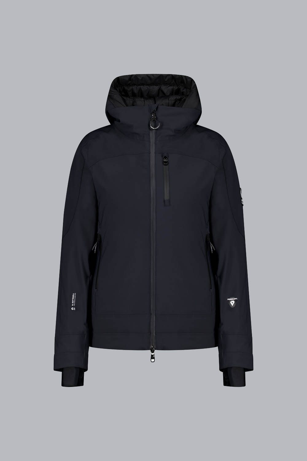 BLANCA - Giacca da sci nera con cappuccio in softshell