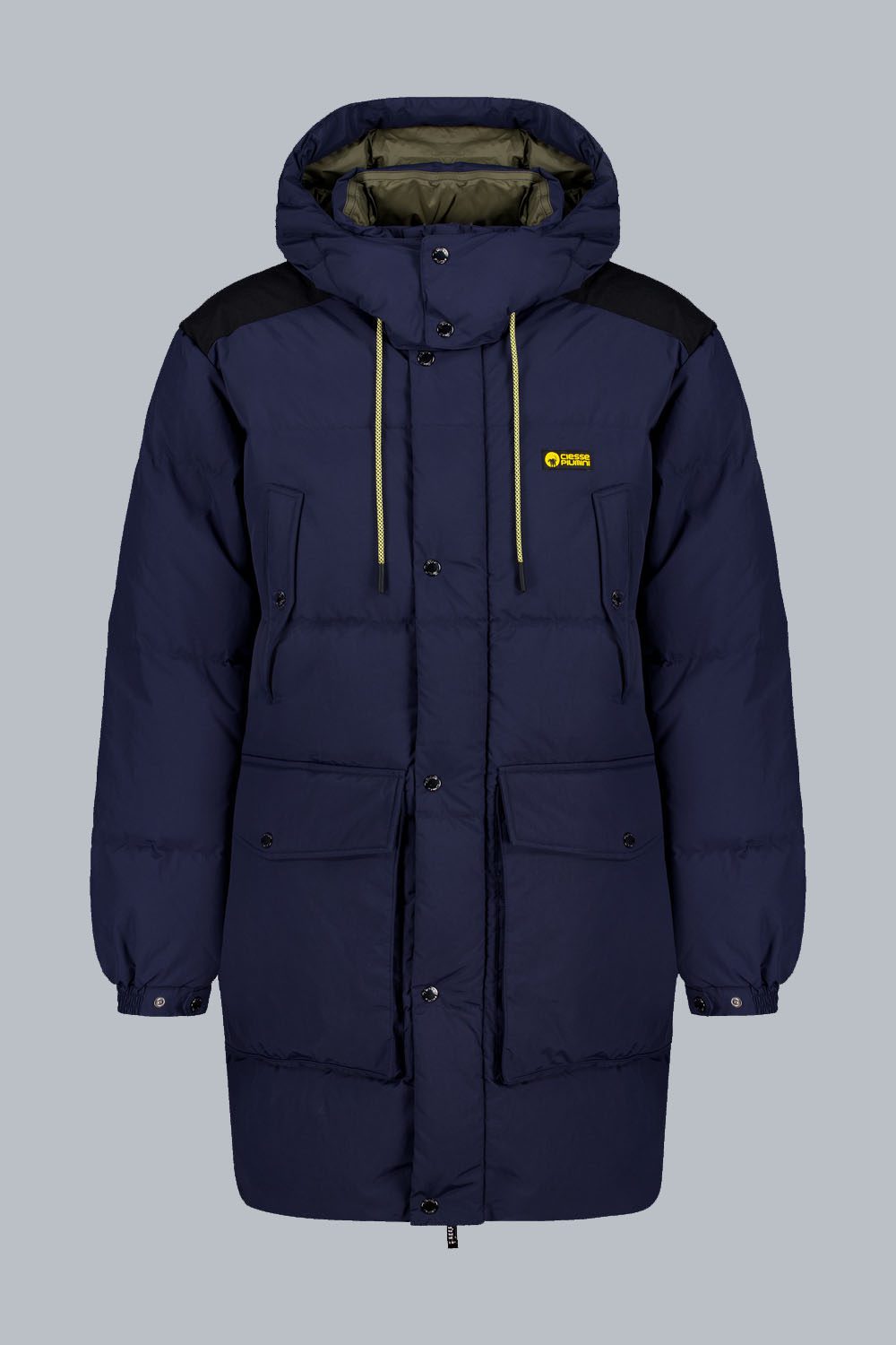 CANADA – PIUMINO UNISEX LUNGO BLU 4 TASCHE CON CAPPUCCIO STACCABILE 100% RICICLATO