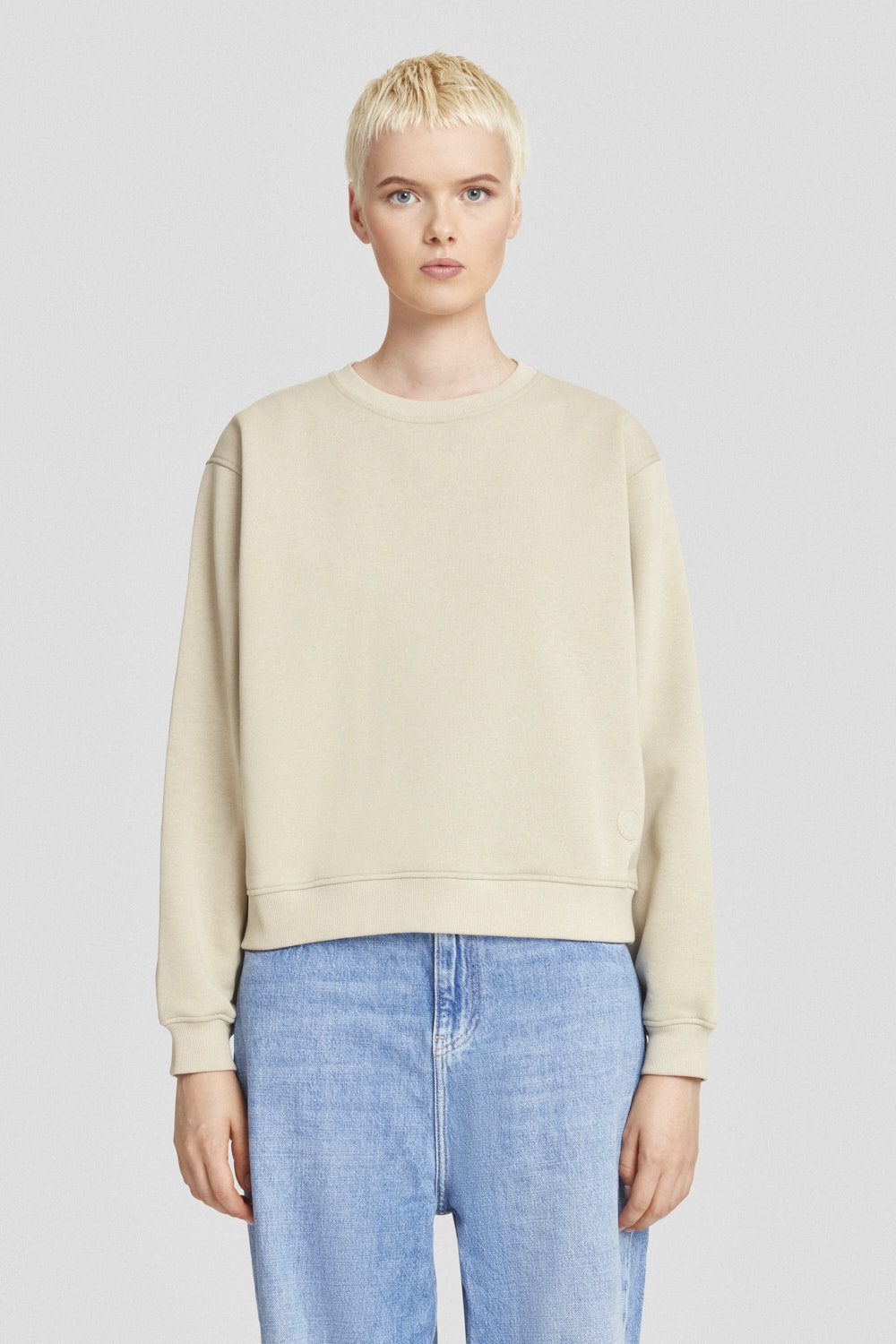 Felpa girocollo beige