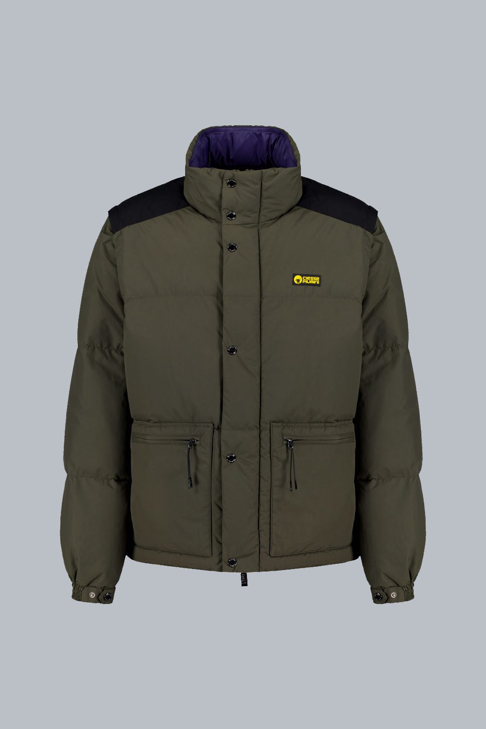 DAKOTA – PIUMINO VERDE MILITARE UNISEX CON MANICHE STACCABILI 100% RICICLATO