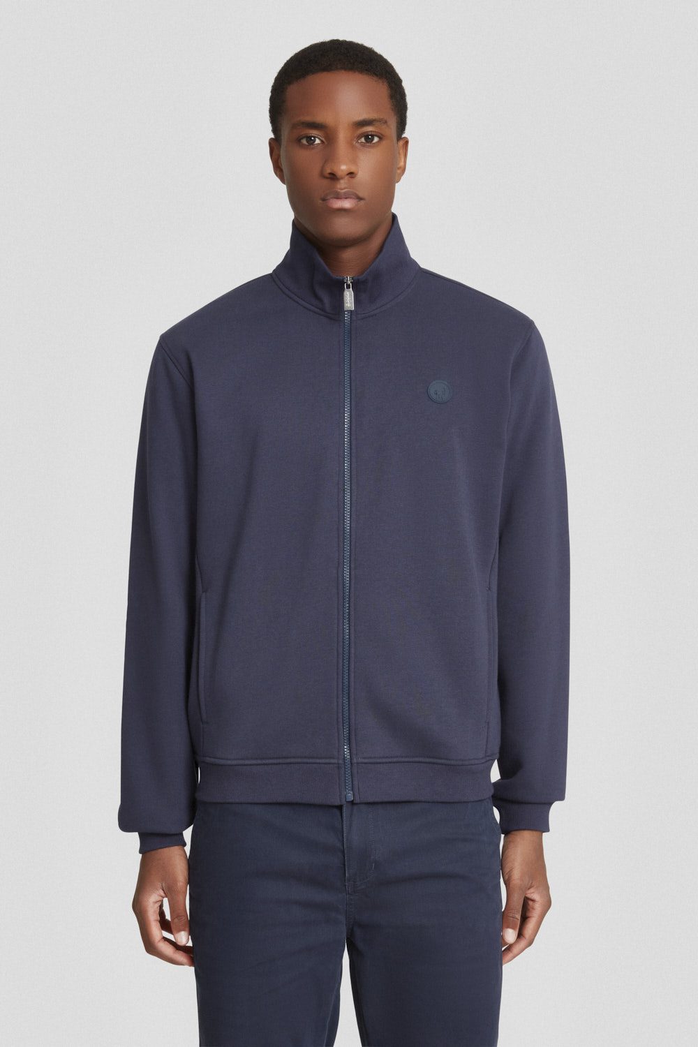 Felpa blu in cotone con zip