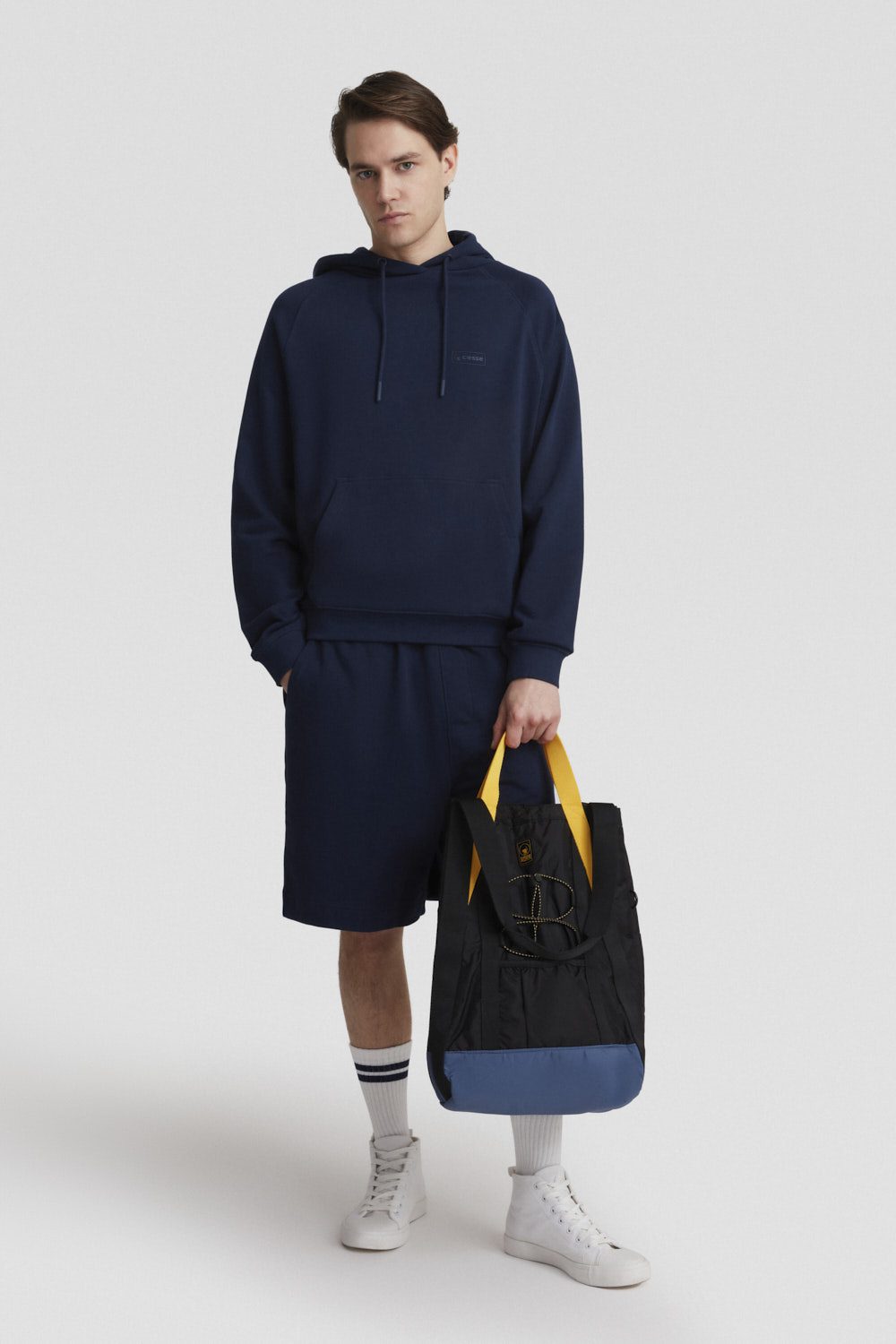 Pantaloncino in cotone blu con coulisse