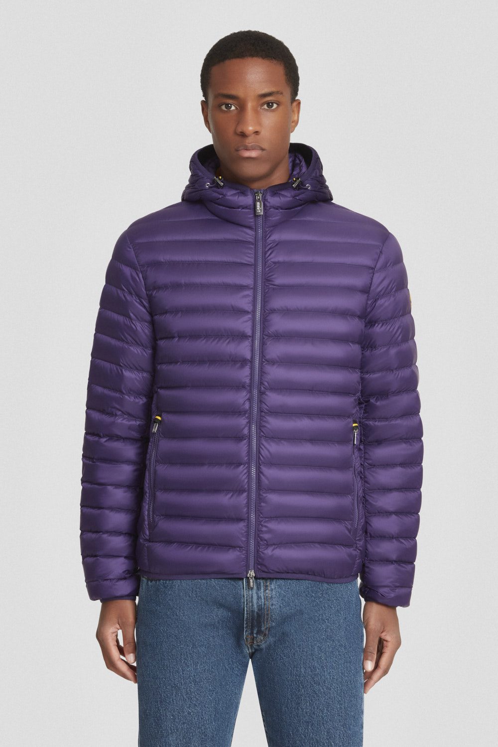 Piumino leggero viola con cappuccio