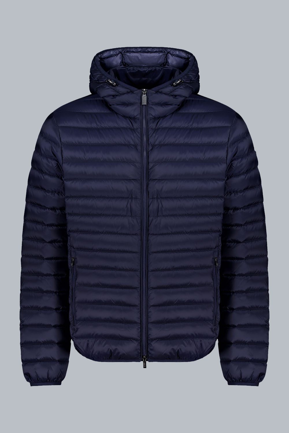 FRANKLIN 2.0 - Piumino 100 grammi blu con cappuccio in vera piuma 800 fill power