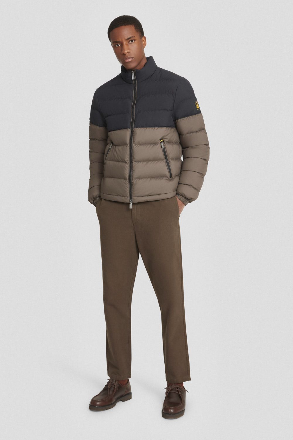 Piumino corto bicolore nero