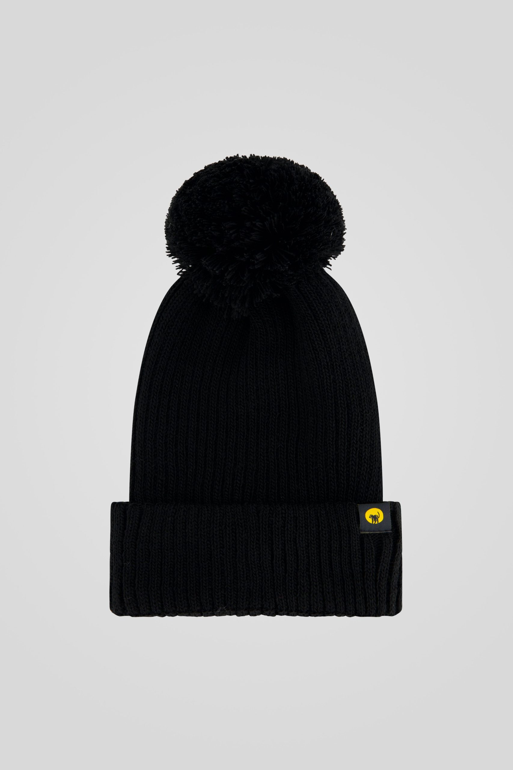 Cappello in maglia nero con ponpon
