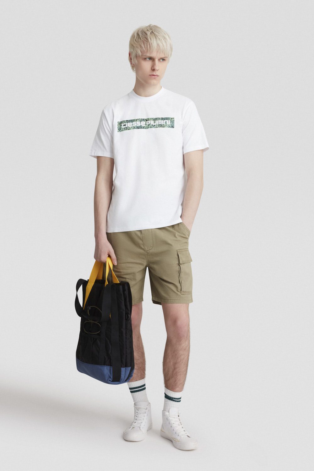 T-shirt girocollo in cotone bianca con stampa