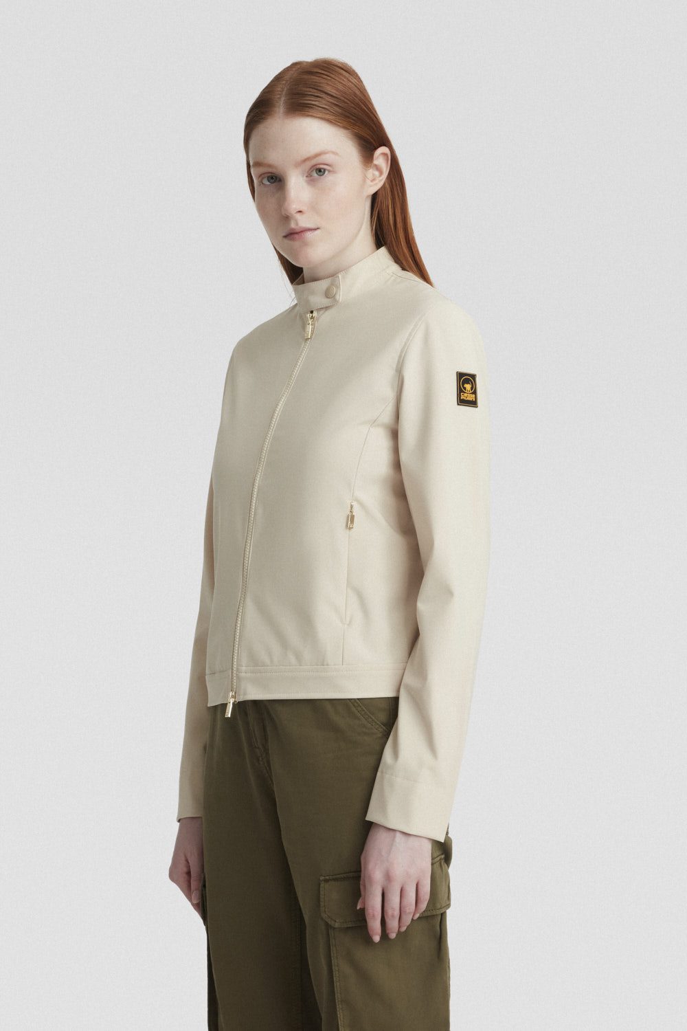 Giacca biker beige full zip