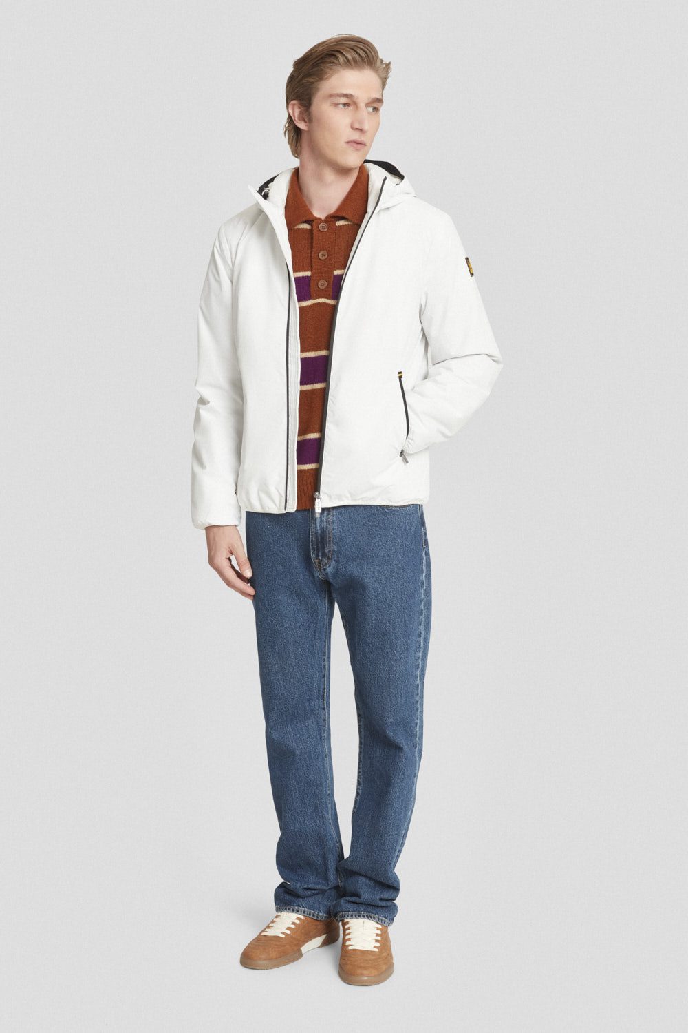 Giacca imbottita bianca con cappuccio