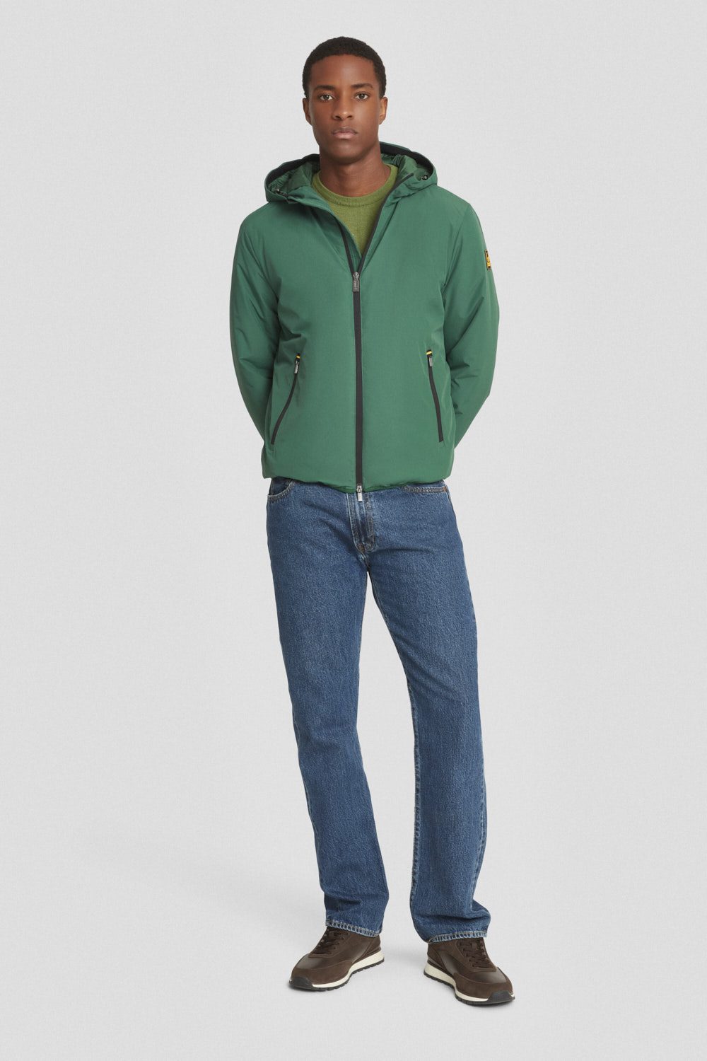 Giacca imbottita verde con cappuccio