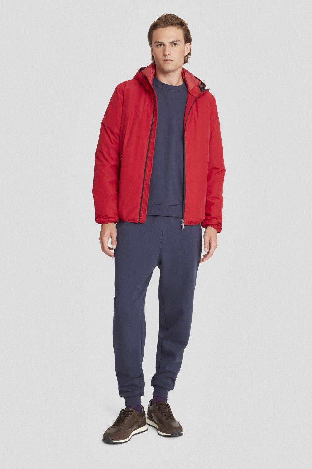 Giacca imbottita rossa con cappuccio