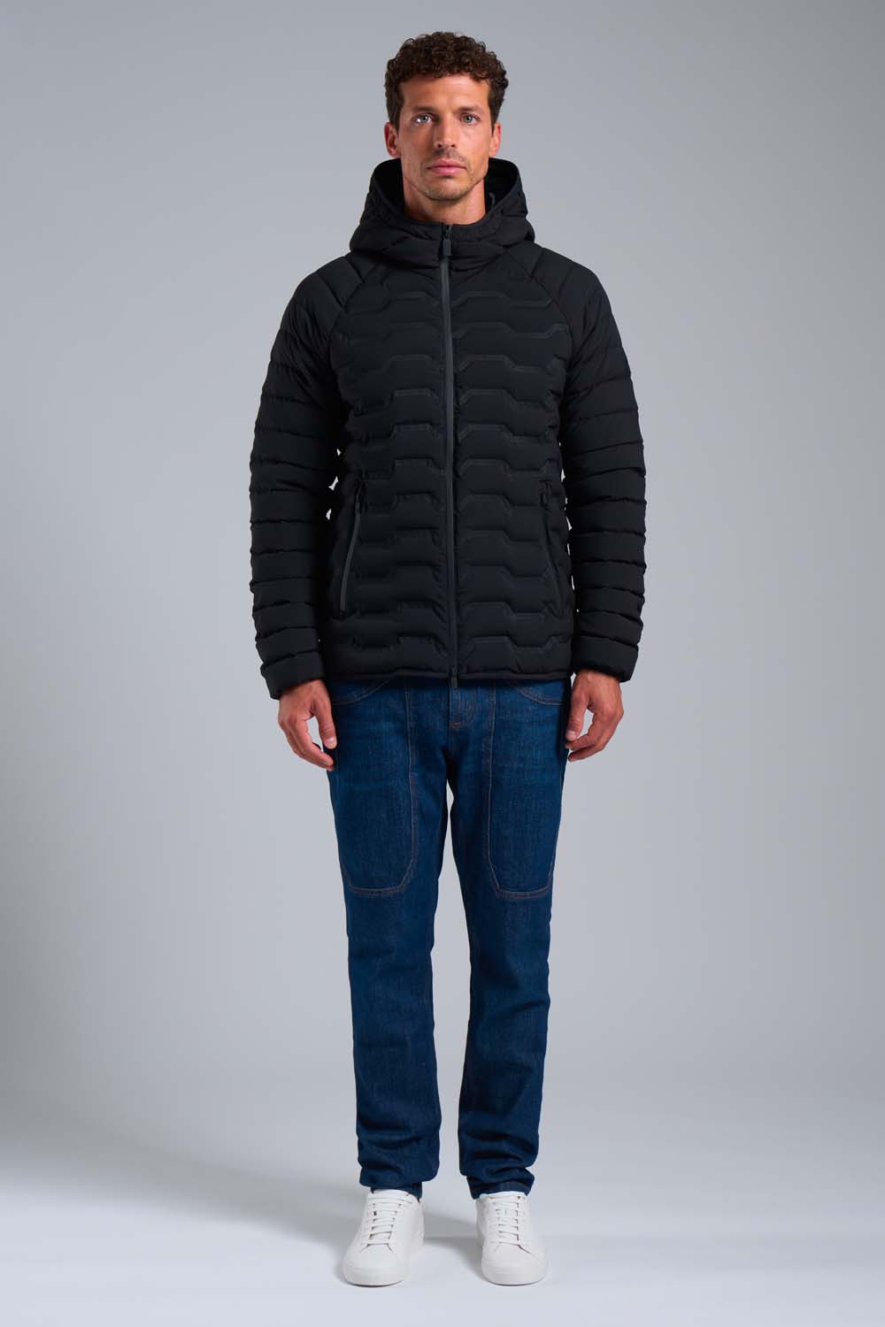 POTTER - Giacca nera con cappuccio in vera piuma 800 fill power