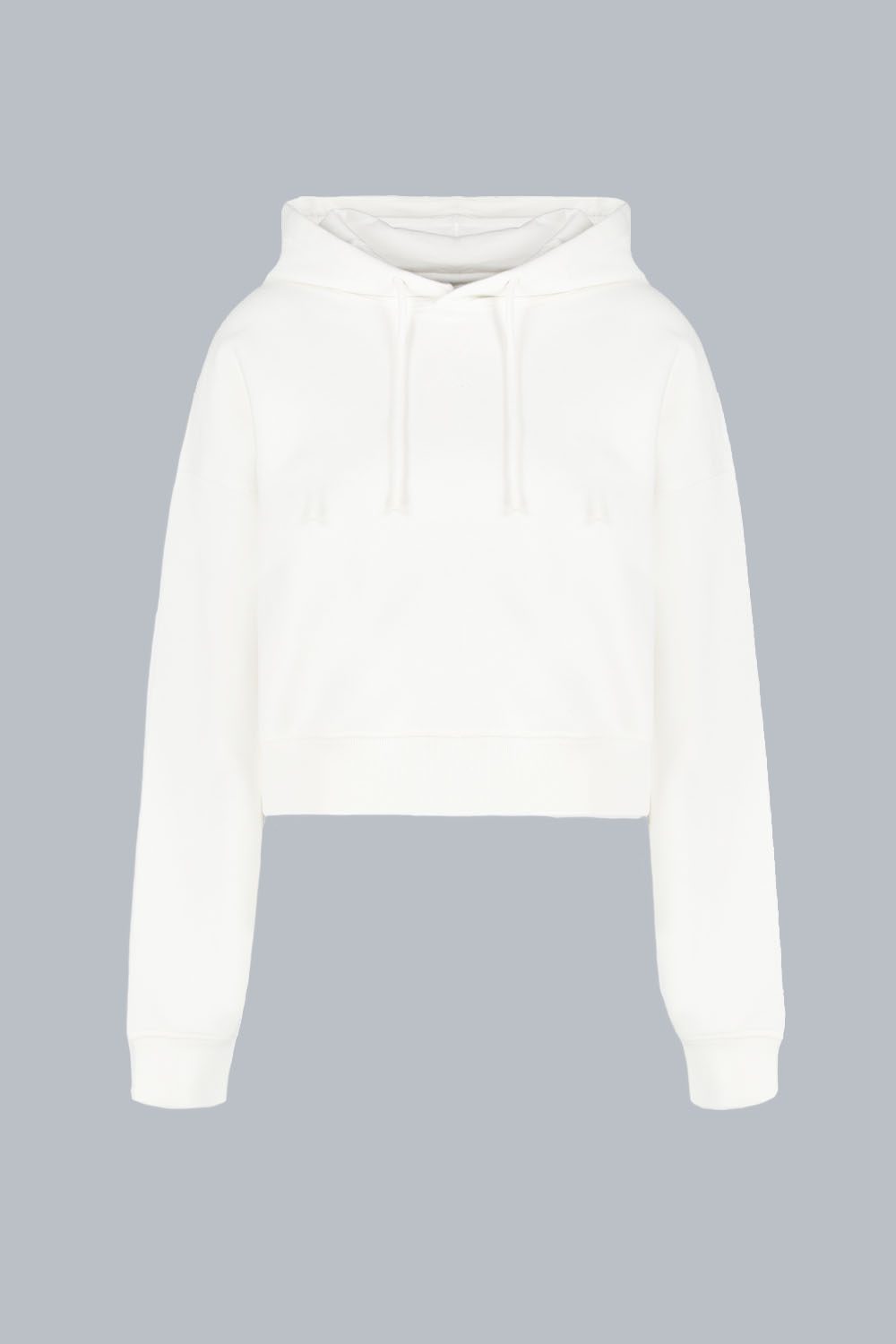 SAMAR - Felpa crop bianca con cappuccio