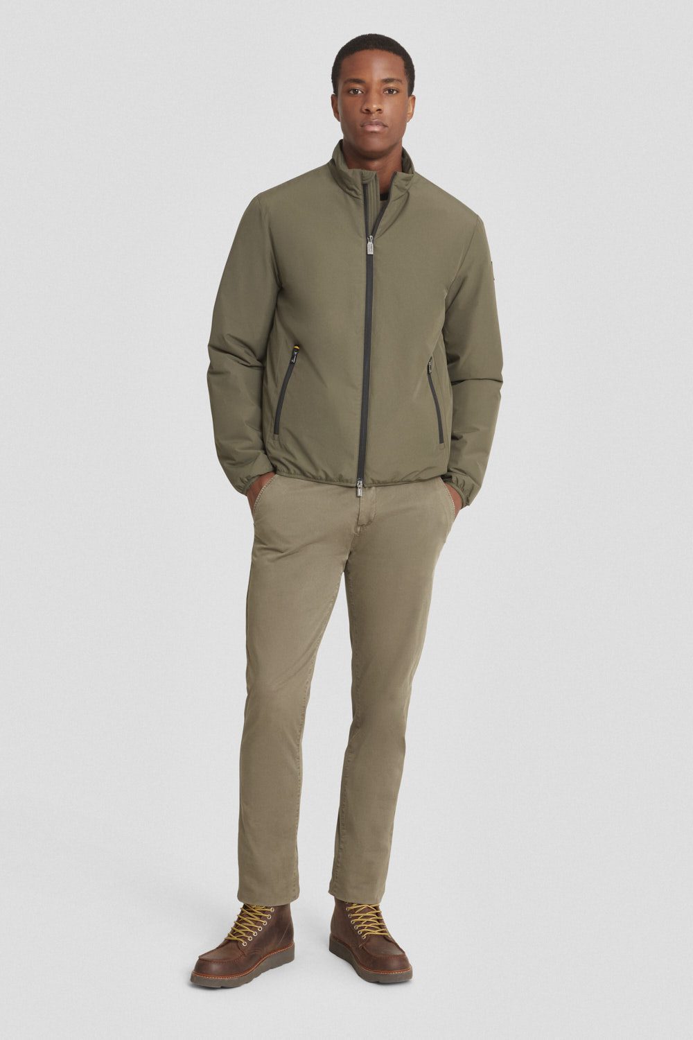 Giacca biker imbottita verde militare