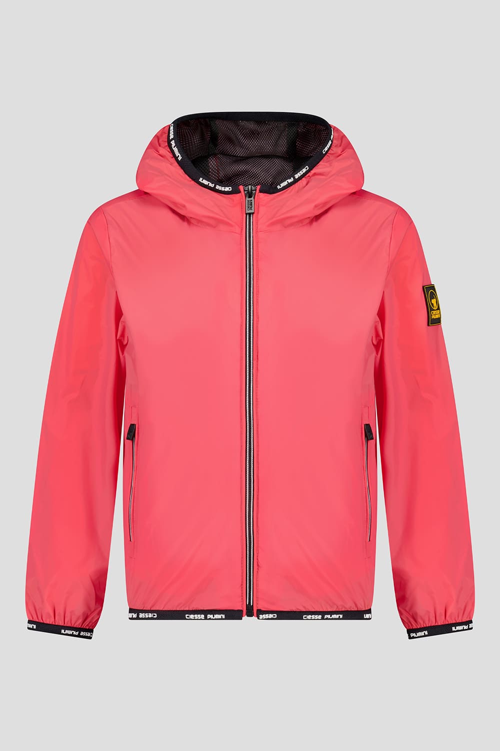 Giacca a vento corallo unisex con cappuccio