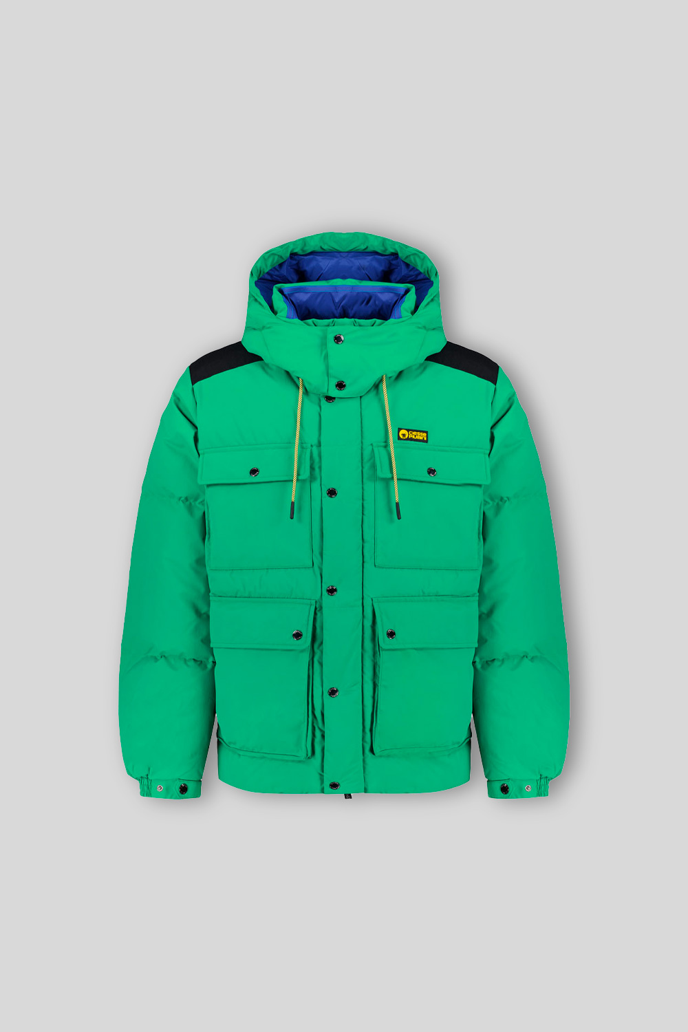 ALASKA – PIUMINO UNISEX VERDE MENTA 4 TASCHE CON CAPPUCCIO STACCABILE 100% RICICLATO