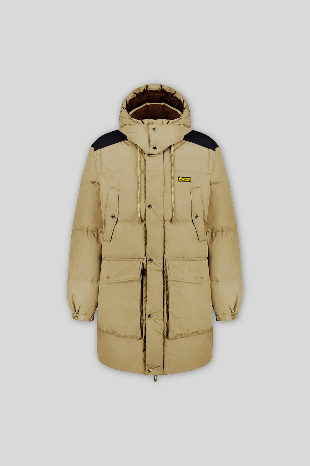 CANADA - Piumino lungo beige unisex 4 tasche con cappuccio staccabile 100% riciclato