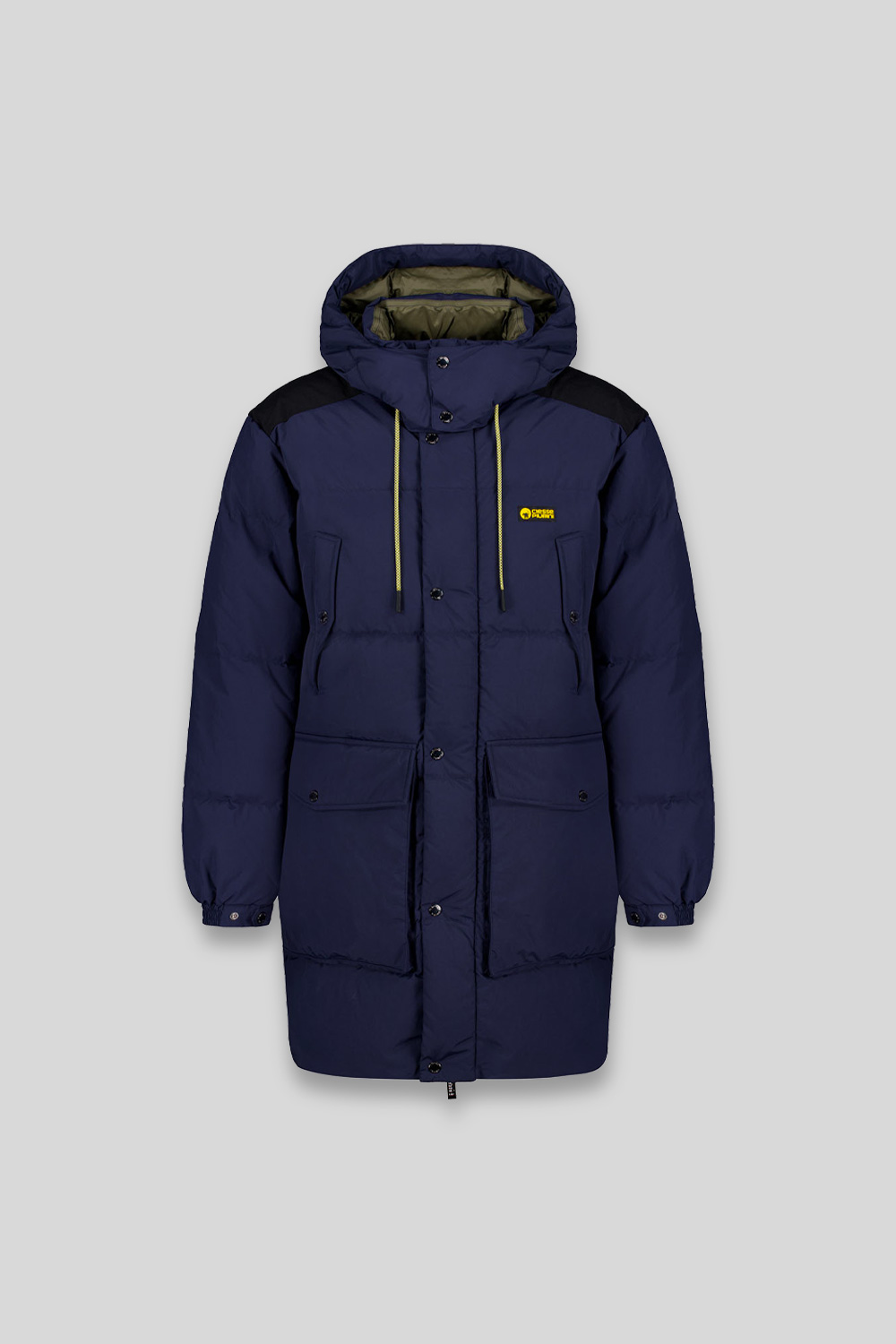 CANADA – PIUMINO UNISEX LUNGO BLU 4 TASCHE CON CAPPUCCIO STACCABILE 100% RICICLATO