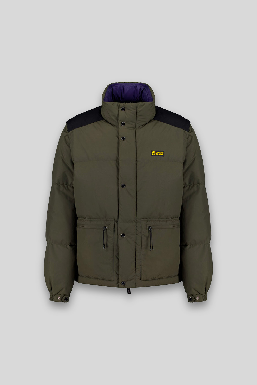 DAKOTA – PIUMINO VERDE MILITARE UNISEX CON MANICHE STACCABILI 100% RICICLATO