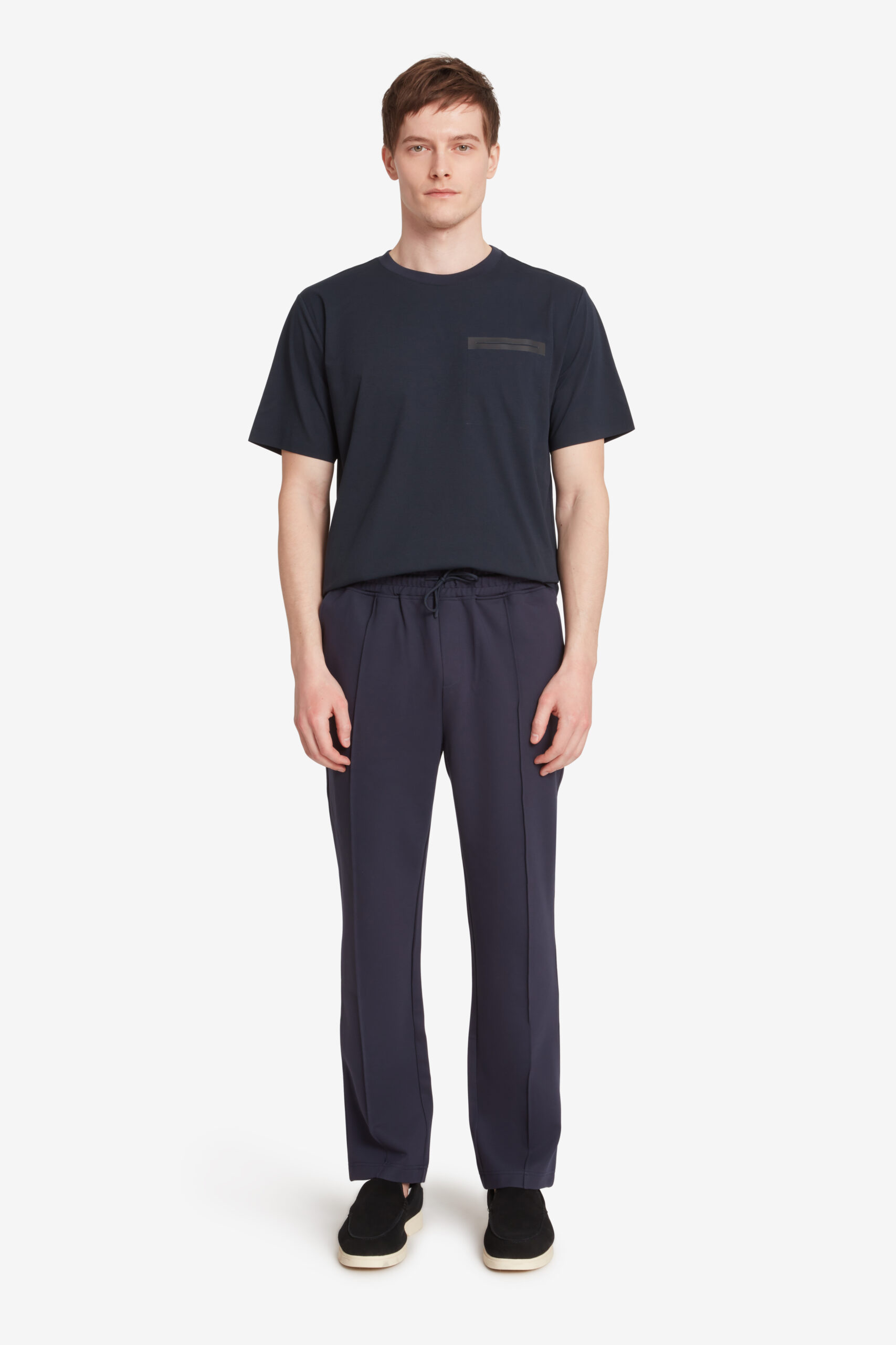 AUSTIN - T-shirt da uomo in tessuto mercerizzato blu scuro