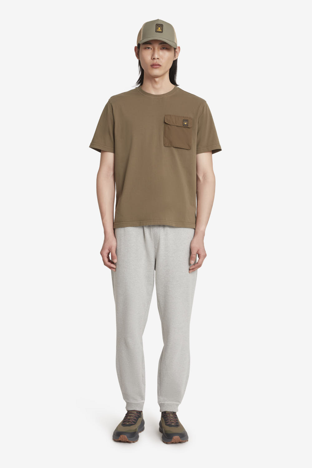 COSMOS 2.0 - T-shirt uomo in jersey con tasca in nylon marrone