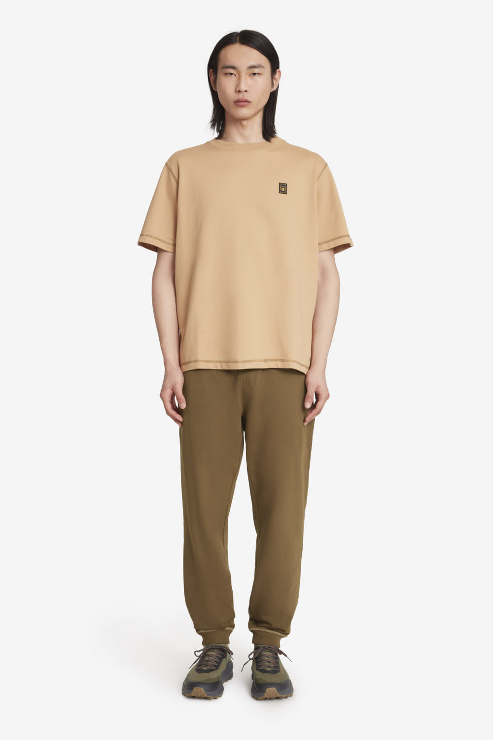 CRINCY - T-shirt over uomo 100% cotone beige chiaro