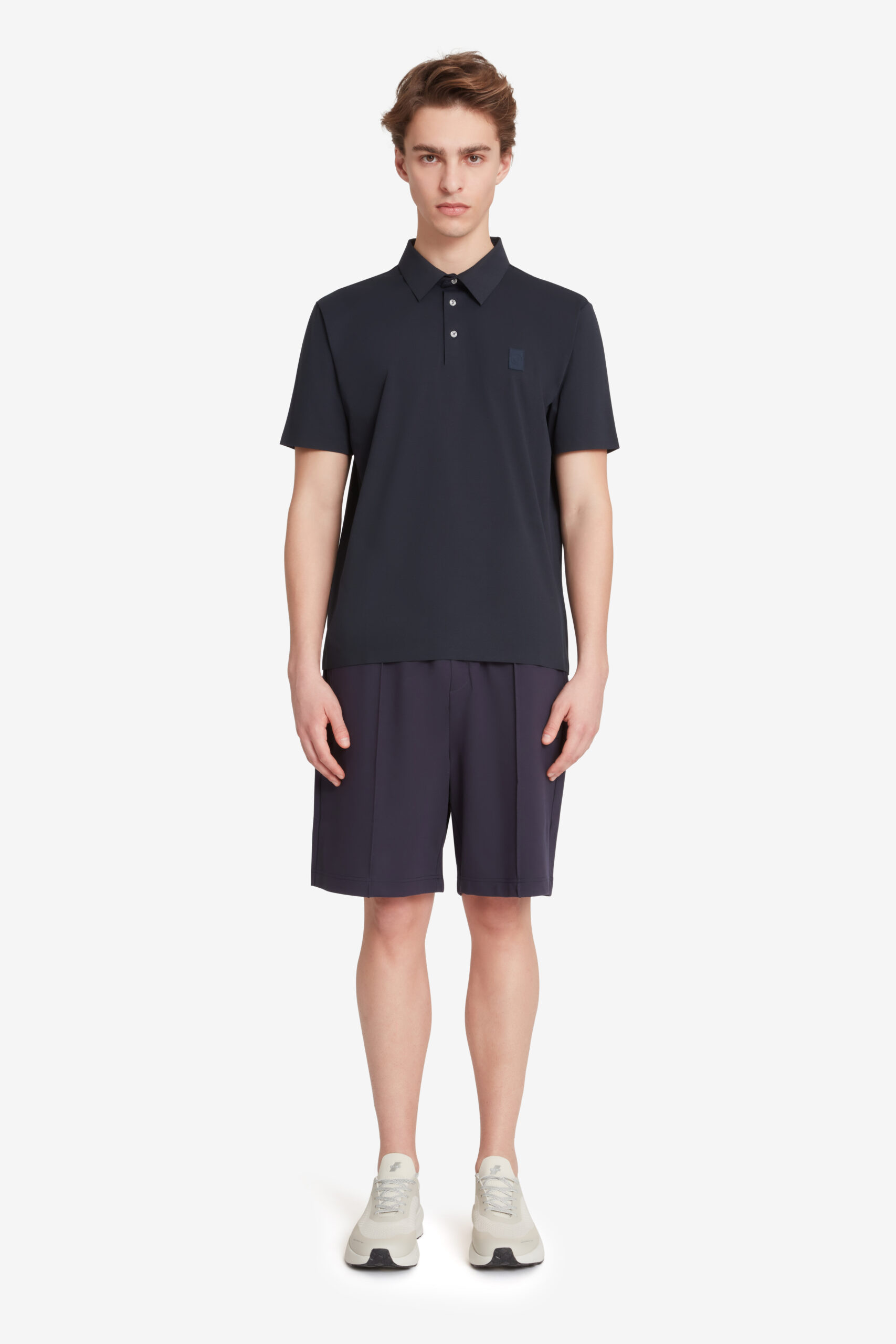 DAMIEN - Polo da uomo in tessuto tecnico blu scuro