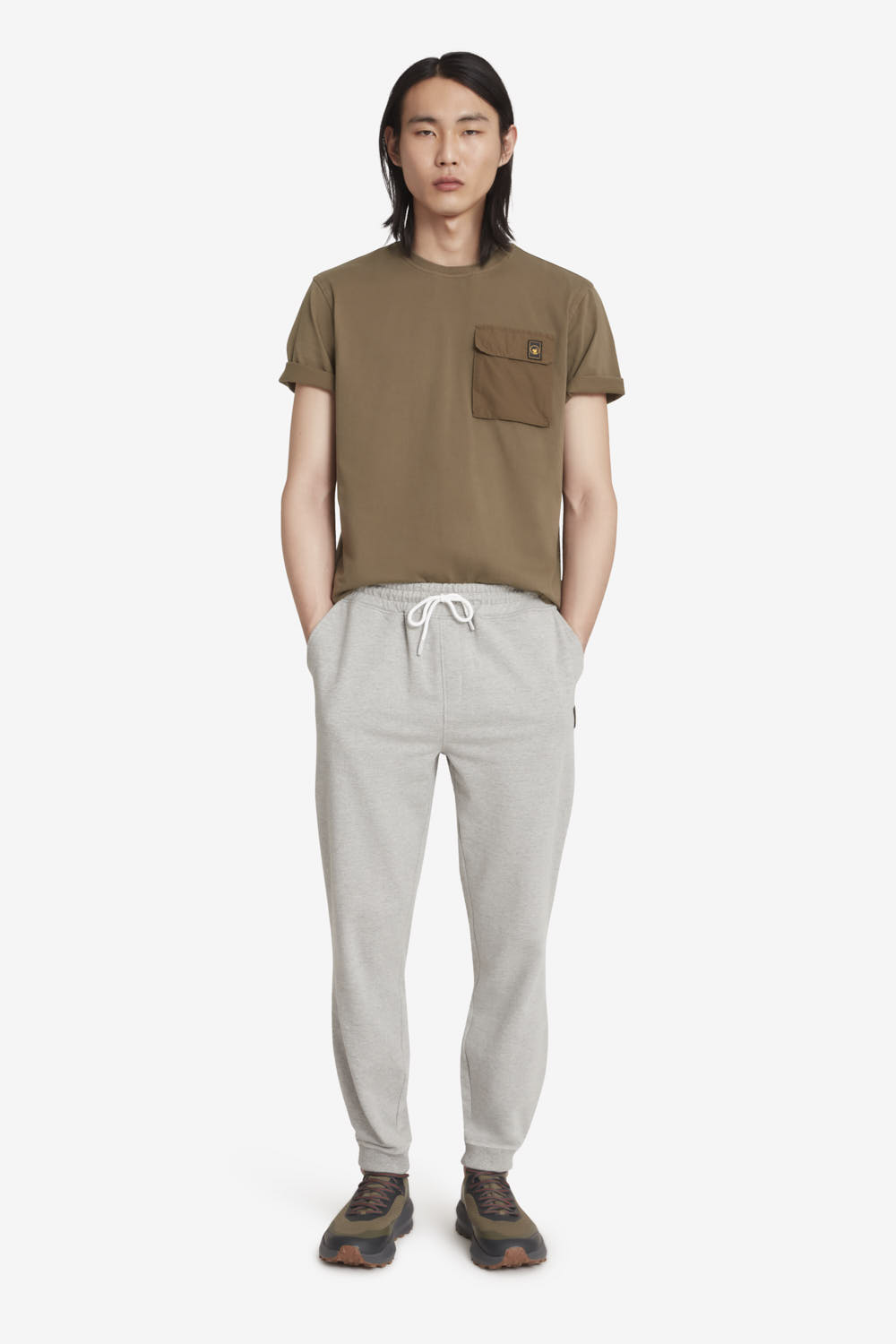 FLAX 4.0 - Pantaloni lunghi da uomo 100% cotone grigio melange