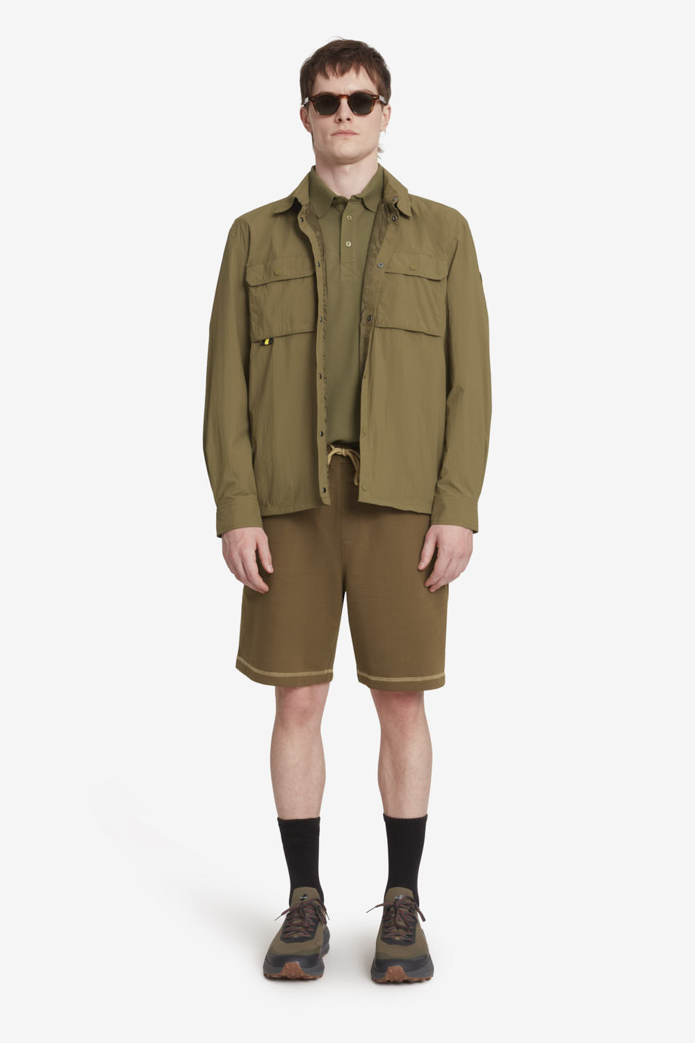 HELZAN  - Giacca camicia da uomo leggera estiva verde oliva