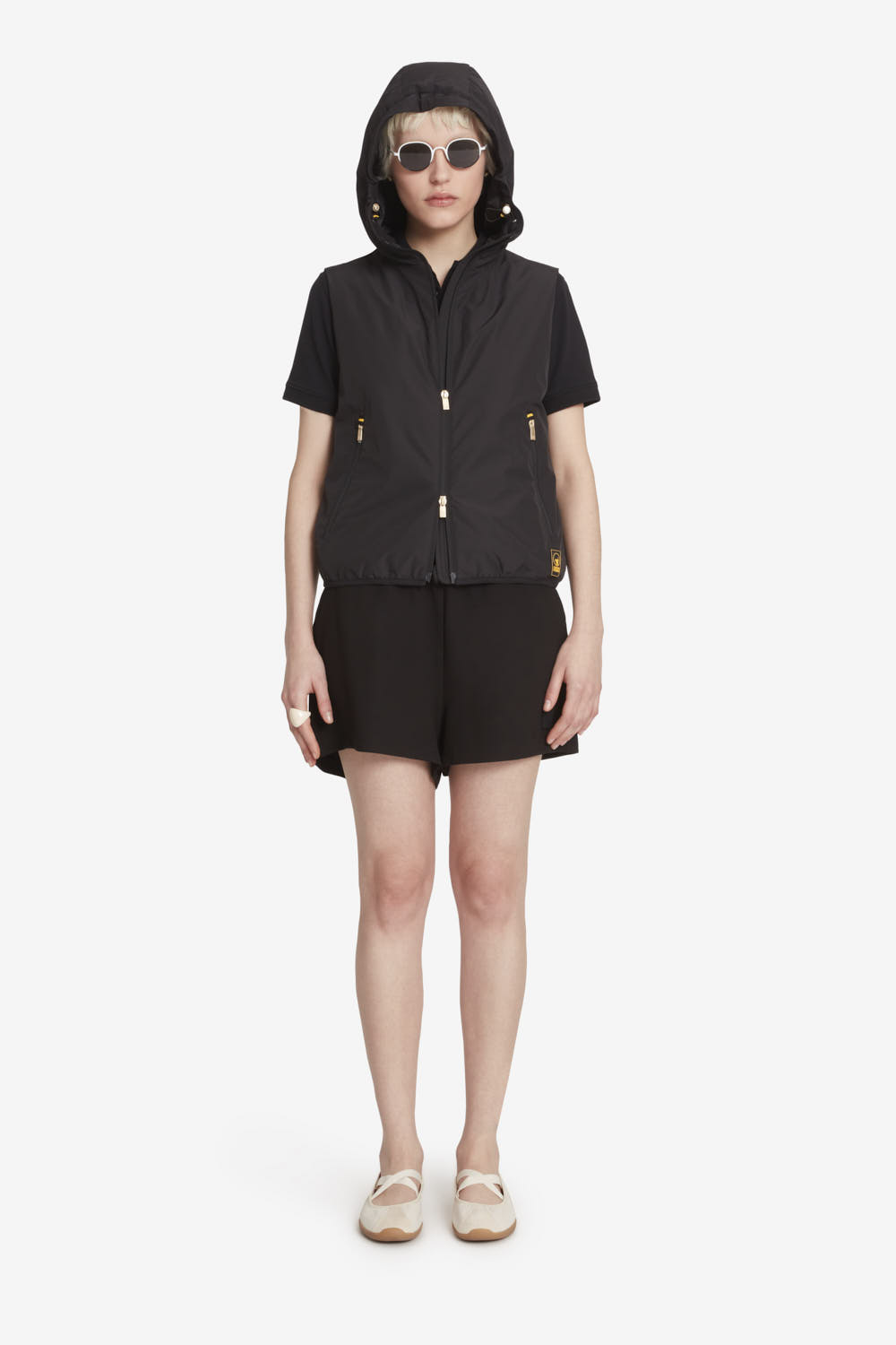 KENZA - Gilet imbottito con cappuccio nero