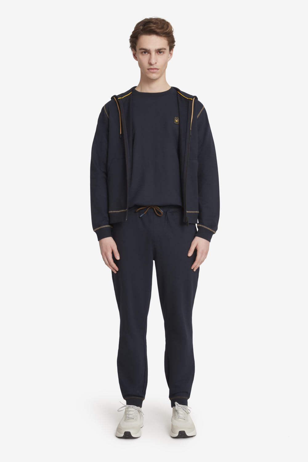 KURT  - Felpa da uomo con zip e cappuccio blu scuro