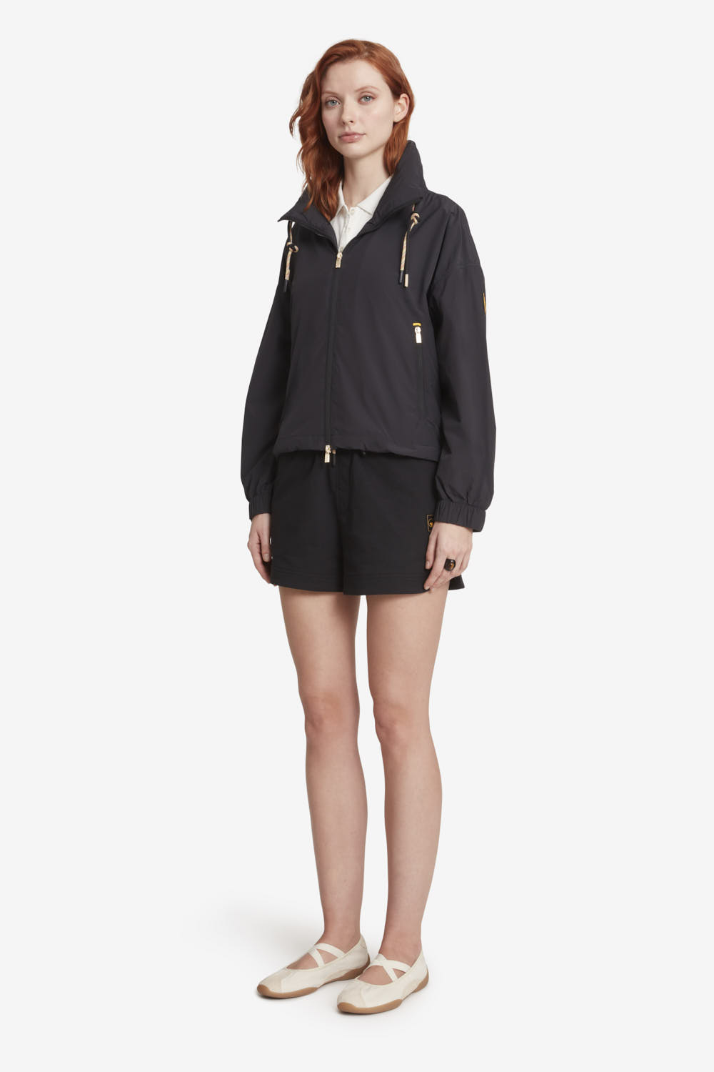 LANA - Giacca corta donna con cappuccio nera