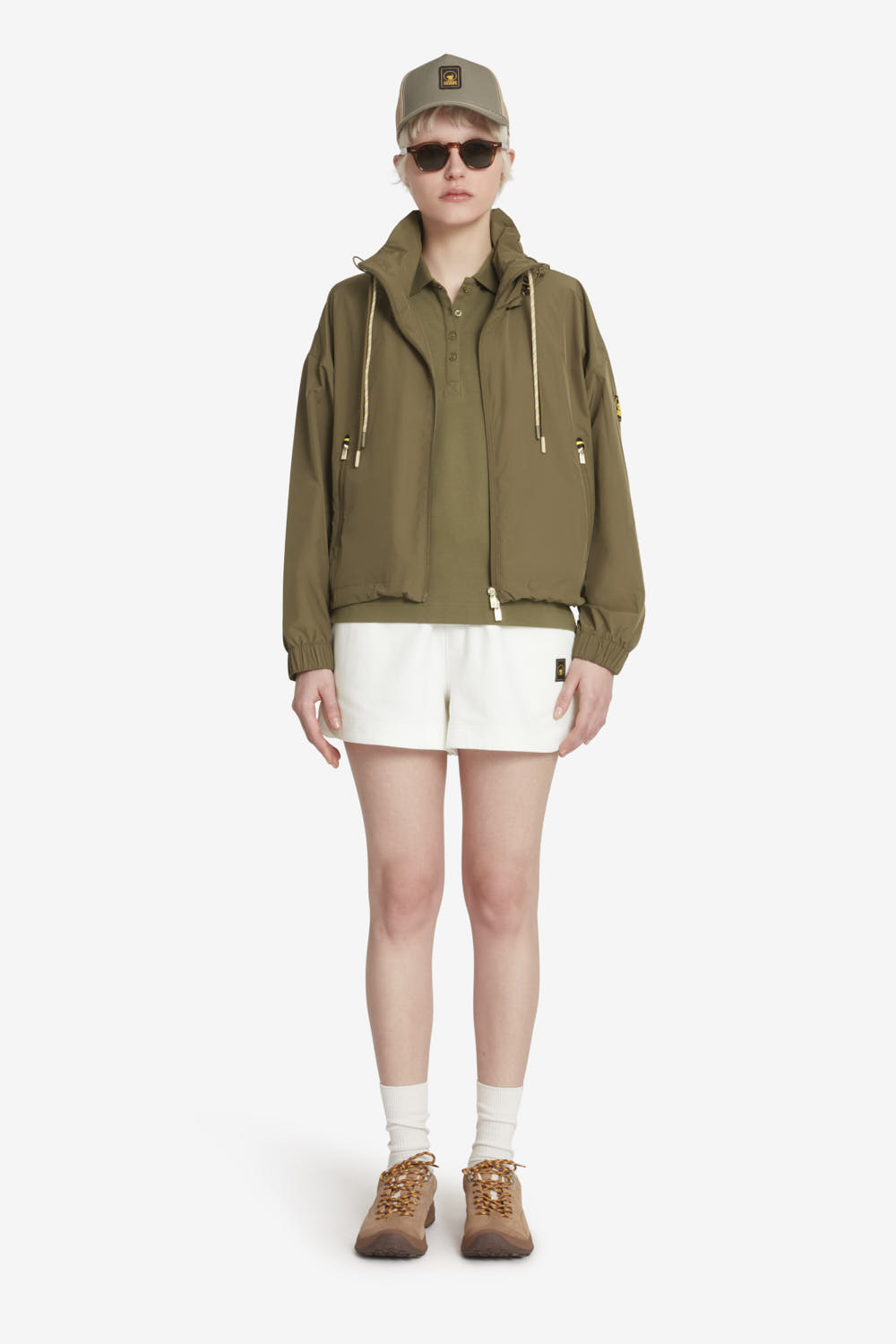 LANA – Giacca corta da donna con cappuccio verde oliva