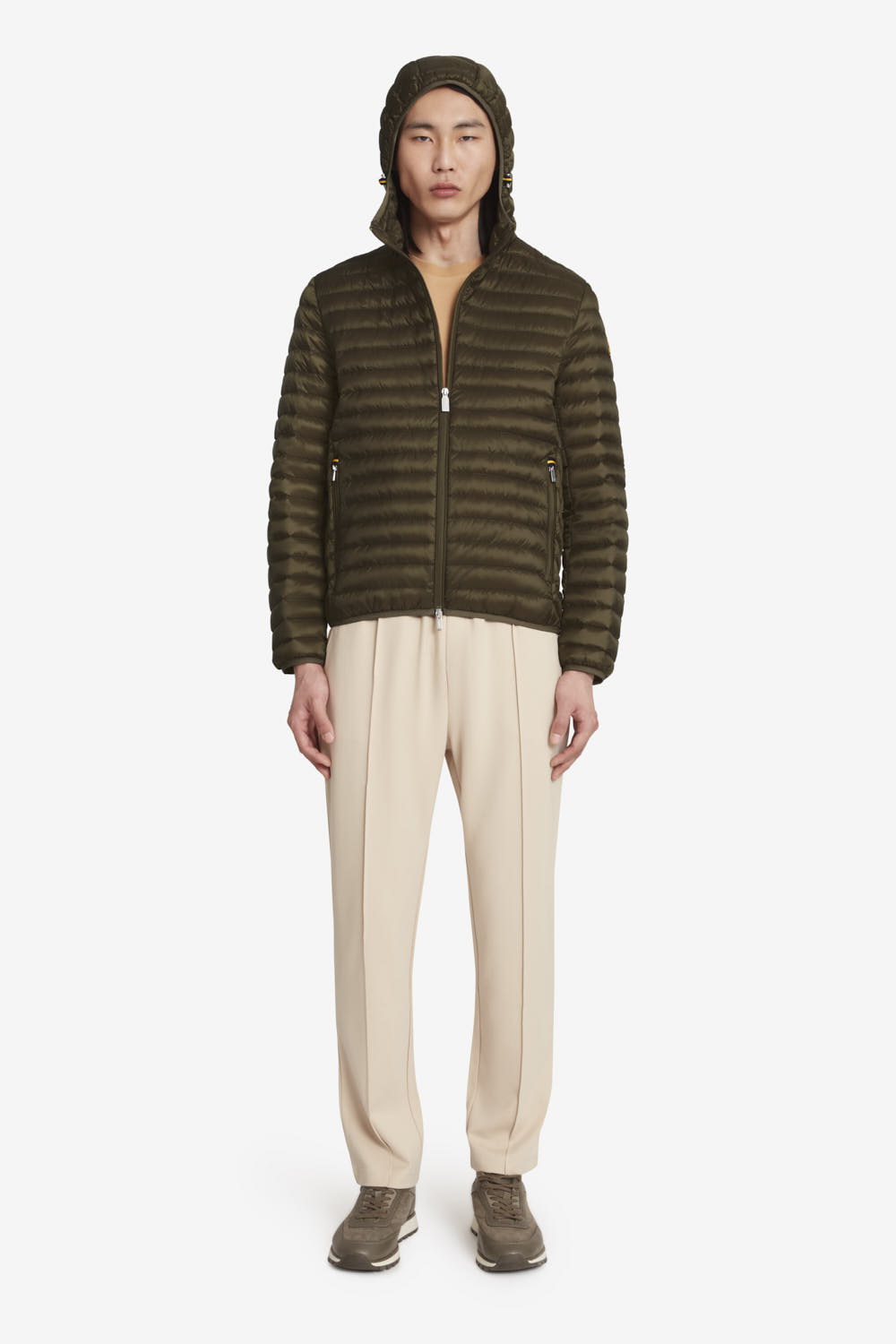 LARRY 4.0  - Piumino 800 fill power da uomo in vera piuma verde marrone caldo