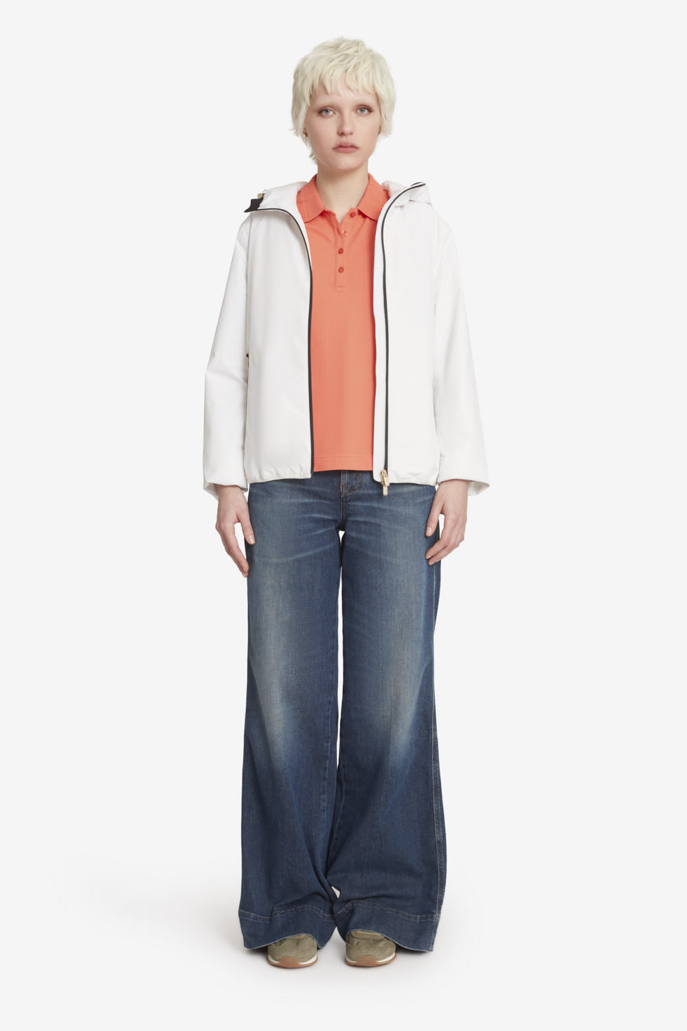 LIANA - Giacca di mezza stagione da donna con cappuccio bianca