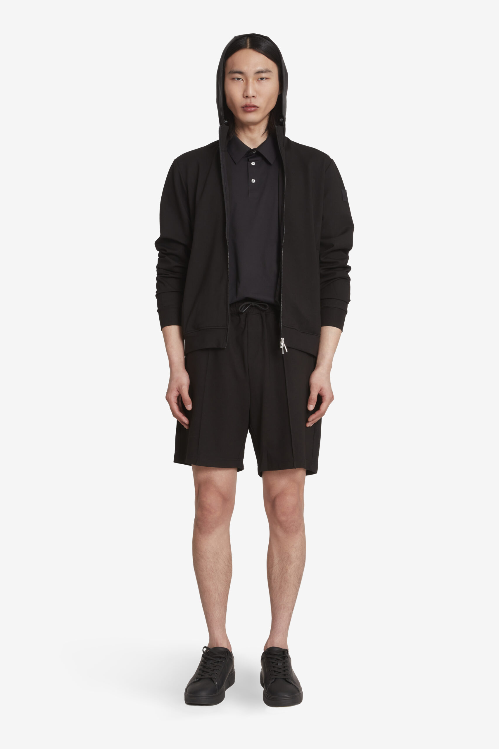 NAKU - Felpa full zip uomo con cappuccio staccabile nera