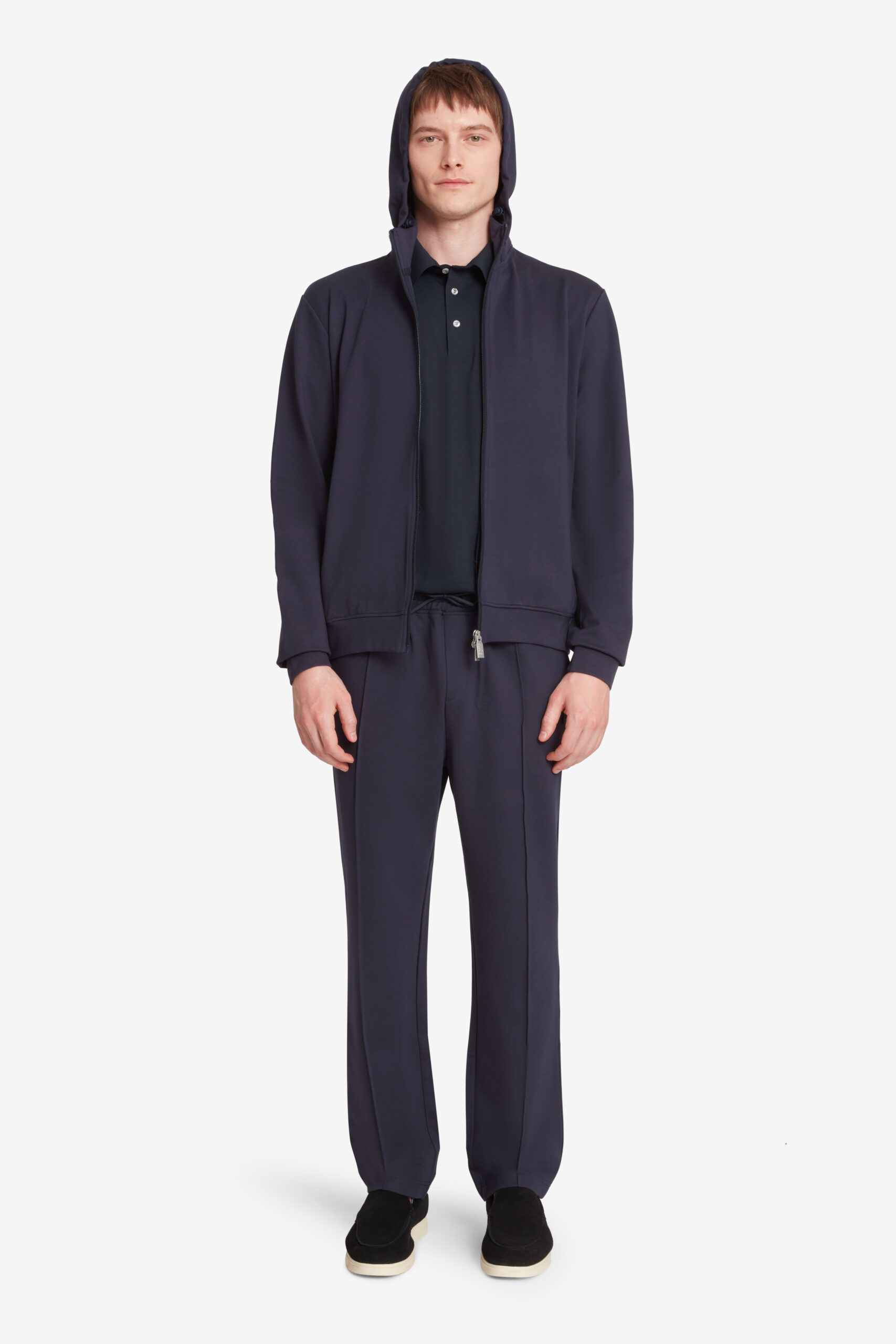 NAKU - Felpa full zip uomo con cappuccio staccabile blu scuro