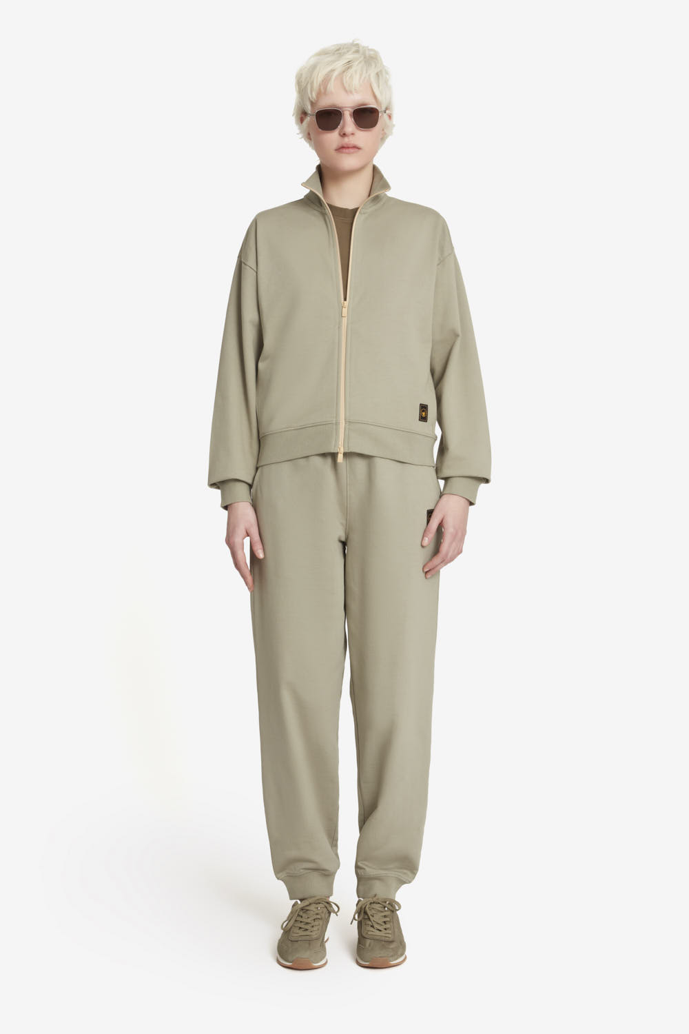 RAQUEL - Felpa a collo alto da donna 100% cotone verde tè