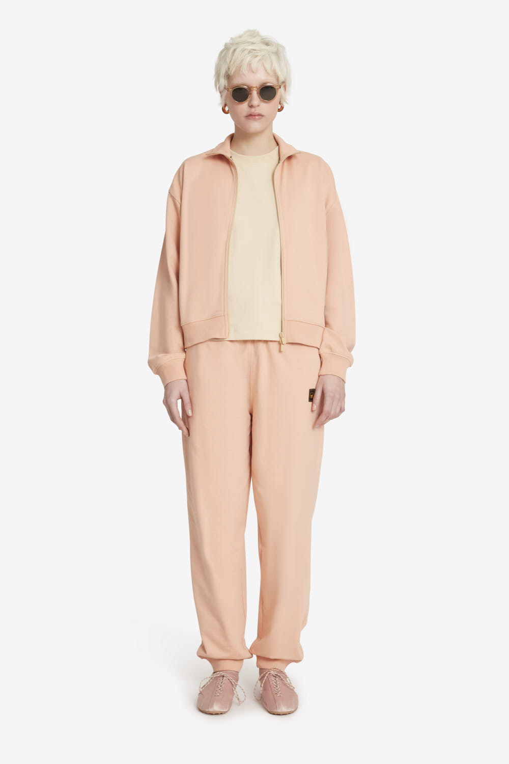 RAQUEL - Felpa a collo alto da donna 100% cotone rosa