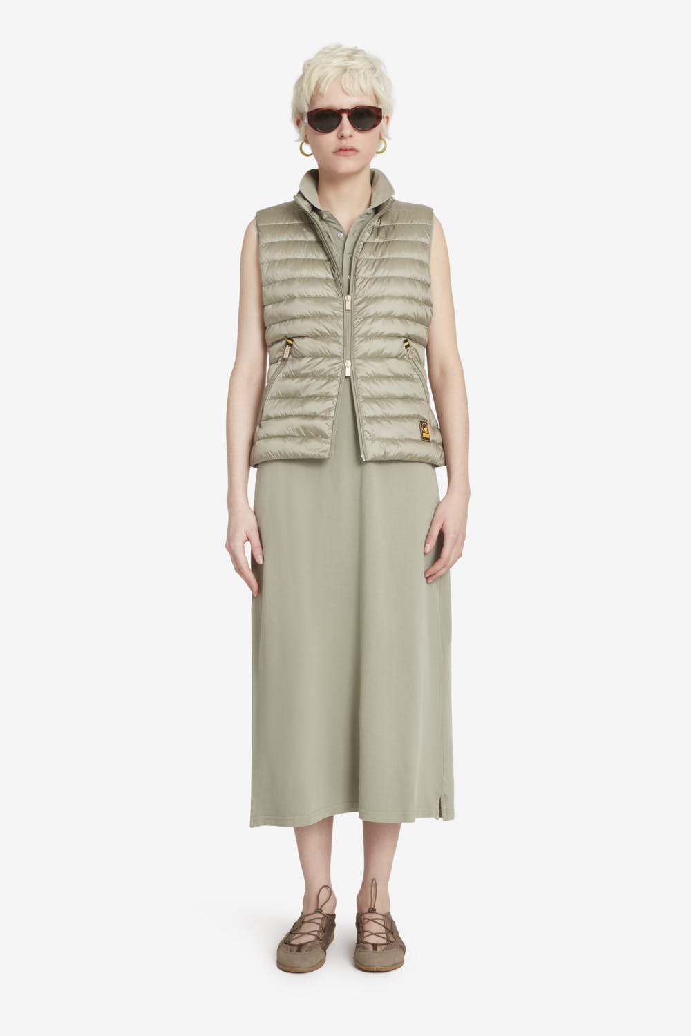 SABI - Abito smanicato in cotone da donna verde tè