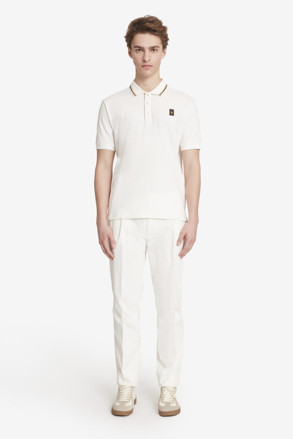 SAXON 4.0 - Camicia polo da uomo 95% cotone bianca