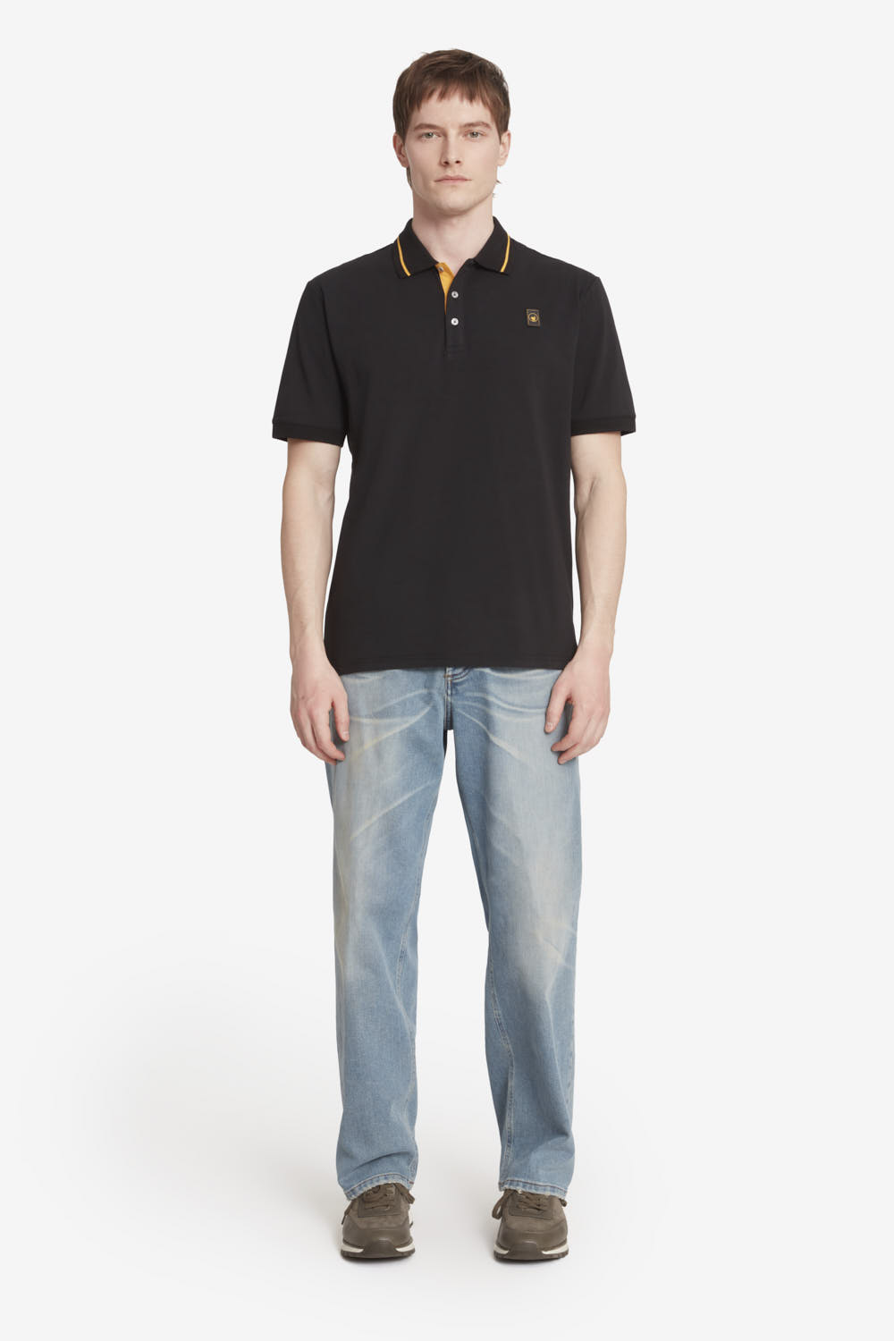 SAXON 4.0 - Camicia polo da uomo 95% cotone nera