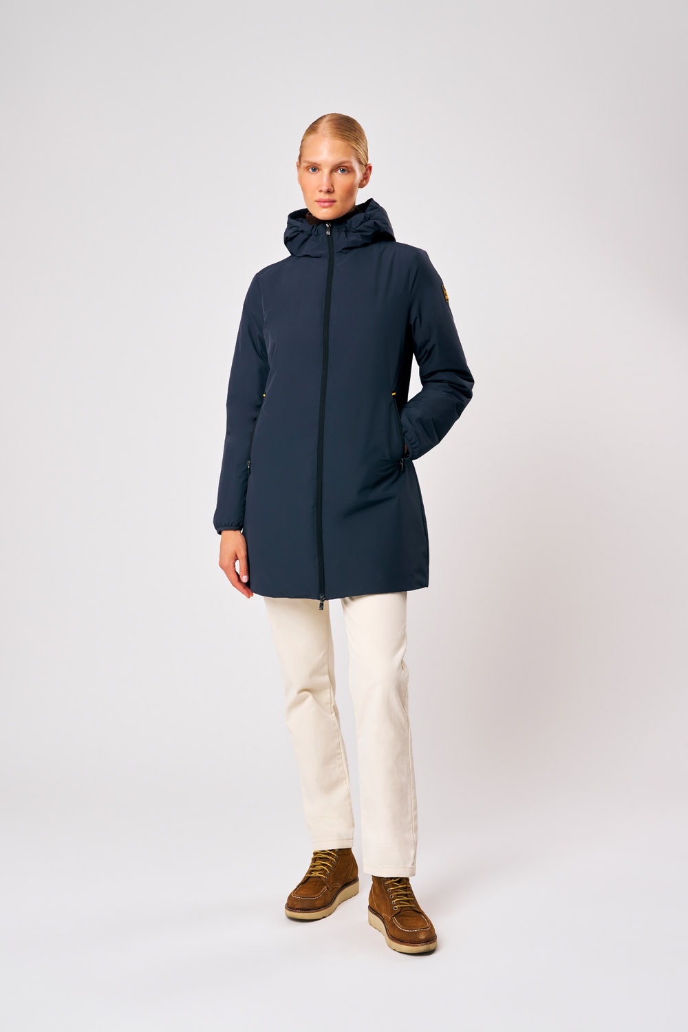 Matilda - Giacca lunga con cappuccio da donna blu