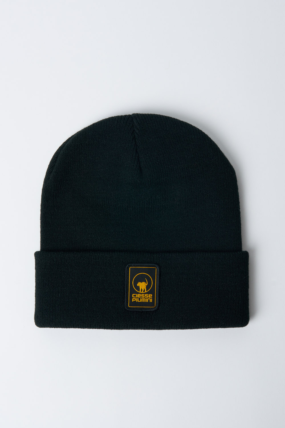 Ezio - Cappello unisex nero in maglia rasata con risvolto