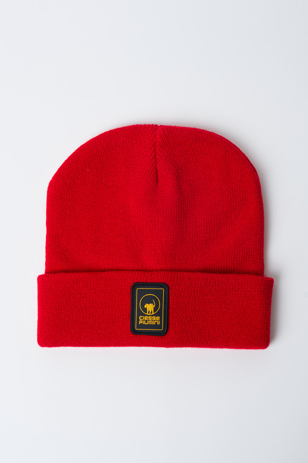 Ezio - Cappello unisex rosso in maglia rasata con risvolto