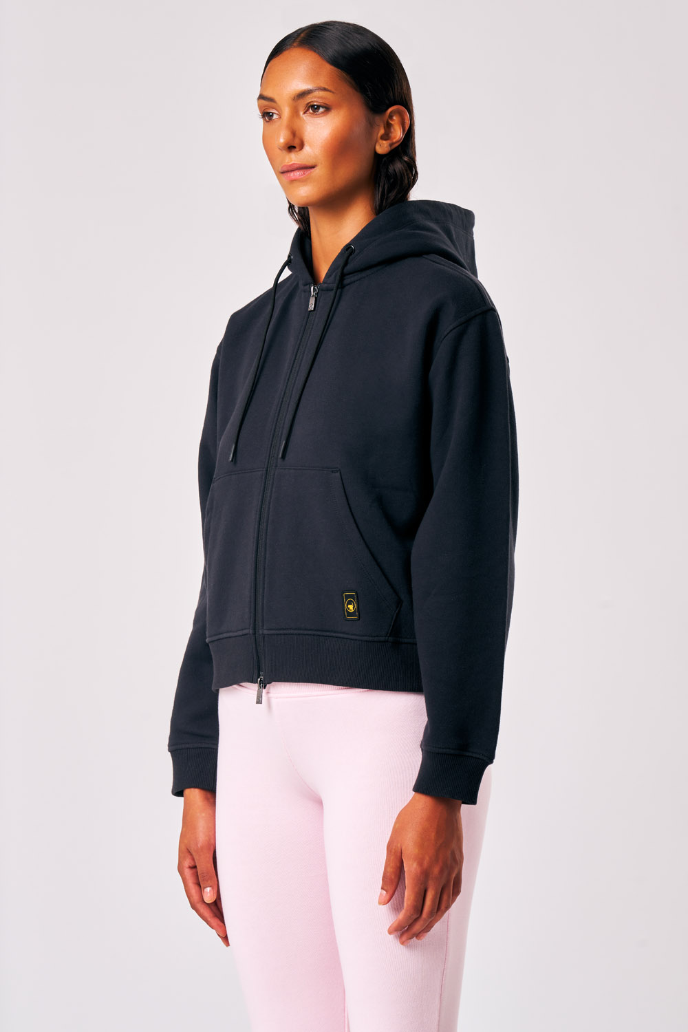 Ilary 2.0 - Felpa sportiva da donna con zip e cappuccio nera